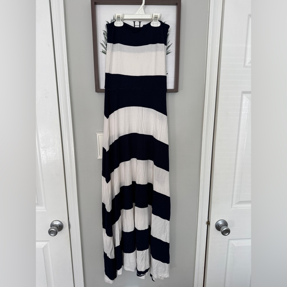 GAP Maxi Skirt Dress Soft Knit Blue and White